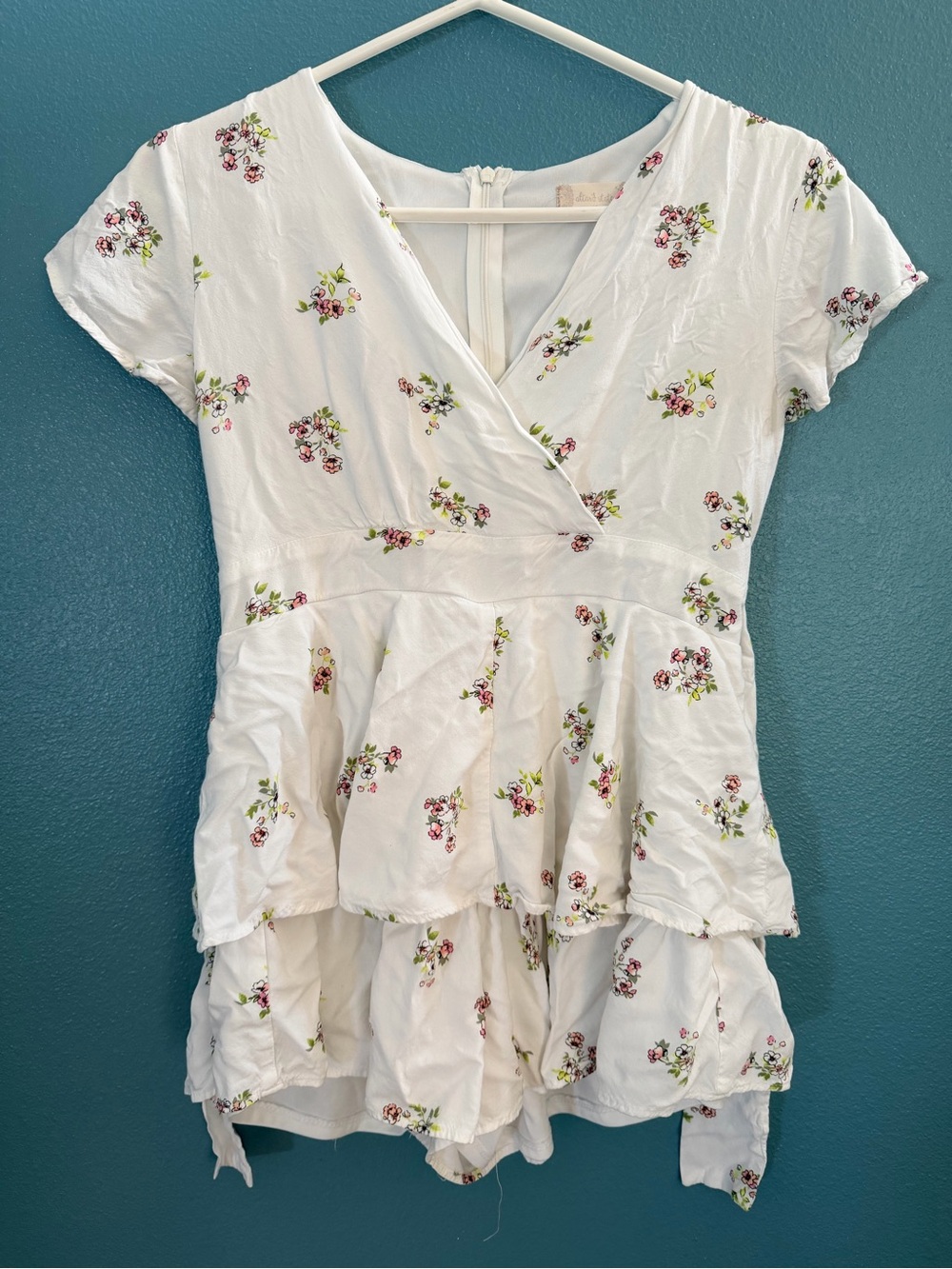 Altar'd State White Floral Tiered Romper